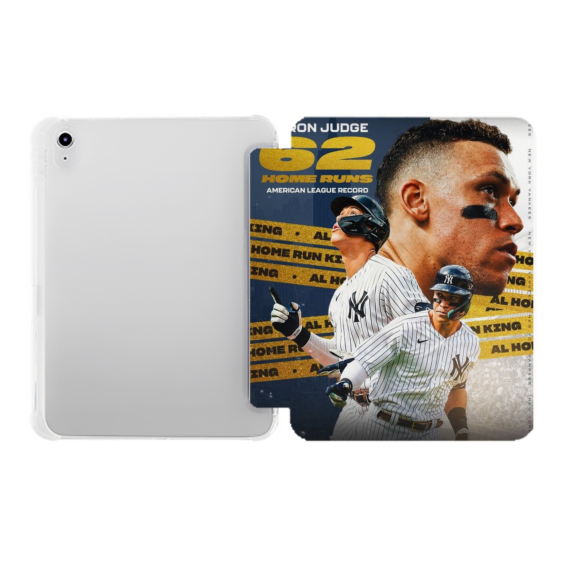 Aaron Judge  62 Home Runs AL Record Premium Tri-Fold PU Leather & Silicone IPad Case With Pencil Slot – Fits 9.5,10.5,10.9 – Adjustable Stand, Slim, Protective